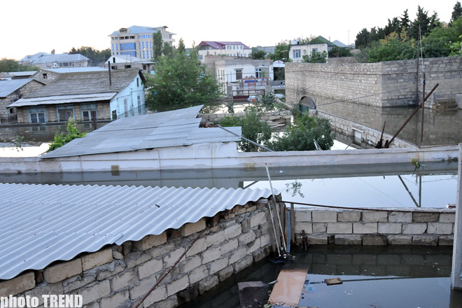 Bakıda kanalizasiya sisteminin növbəti dəfə sıradan çıxması nəticəsində evlər su altında qalıb (fotosessiya)