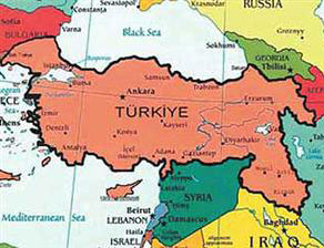 Türkiyədə dərc edilən xəritədə Azərbaycan, İraq və Suriya torpaqları Türkiyə ərazisi kimi göstərilib