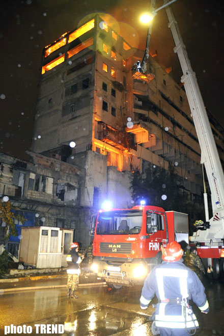 Bakının Nərimanov rayonunda baş verən yanğın söndürülüb (FOTO)