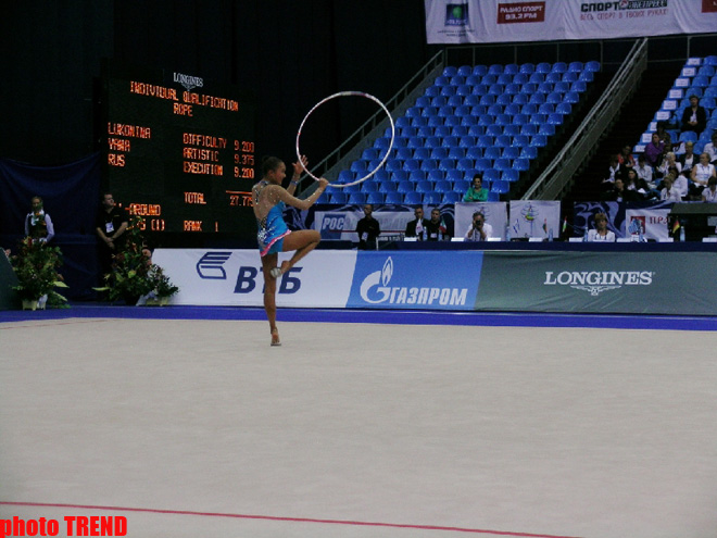Azərbaycan gimnastları Moskvada keçirilən bədii gimnastika üzrə dünya çempionatında çıxış ediblər (FOTO)
