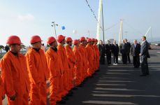 İlham Əliyev Bakı-Ələt avtomobil yolunun yenidən tikilmiş və yenidən qurulmuş hissələrinin açılışında iştirak edib (ƏLAVƏ OLUNUB)(FOTO)