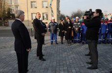 Prezident İlham Əliyev paytaxtda yeni inşa olunan bir sıra yol-nəqliyyat kompleksi obyektlərinin açılışında iştirak etmişdir (FOTO)