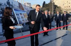 Prezident İlham Əliyev paytaxtda yeni inşa olunan bir sıra yol-nəqliyyat kompleksi obyektlərinin açılışında iştirak etmişdir (FOTO)