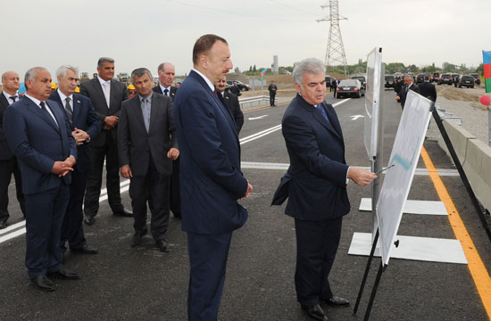 Azərbaycan Prezidenti İmişli-Qaravəlili-Mirili avtomobil yolunun yenidənqurmadan sonra açılışında iştirak edib (FOTO)