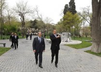 Azərbaycan Prezidenti Sovet İttifaqı Qəhrəmanı Qafur Məmmədovun adını daşıyan parkda olub (FOTO)