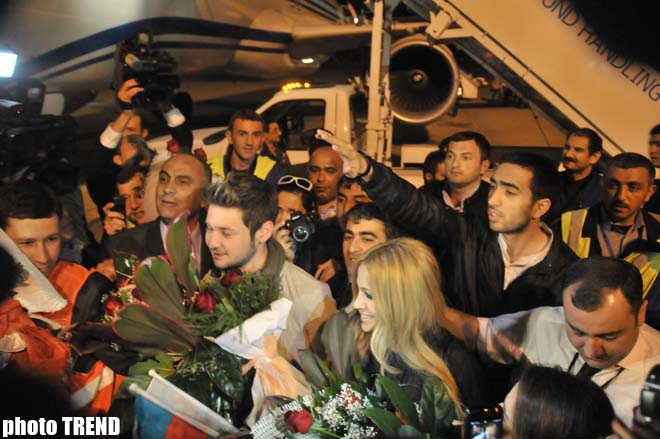 "Avroviziya 2011" mahnı müsabiqəsinin qalibləri Bakıya qayıdıblar (FOTO)