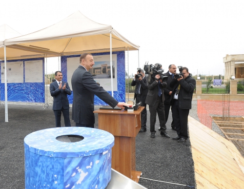 Prezident İlham Əliyev Ucarda su-kanalizasiya sistemləri kompleksinin təməlqoyma mərasimində iştirak edib (FOTO)