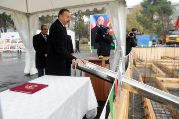 Qaxda Heydər Əliyev Mərkəzinin təməlqoyma mərasimi keçirilib (FOTO)