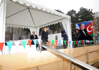 Qaxda Heydər Əliyev Mərkəzinin təməlqoyma mərasimi keçirilib (FOTO)