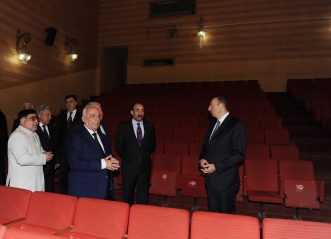 İlham Əliyev Şəkidə Sabit Rəhman adına Dövlət Dram Teatrının binası ilə tanış olub (FOTO)