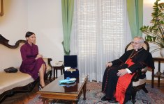 Azərbaycanın birinci xanımı Vatikanın dinlərarası dialoq naziri ilə görüşüb (FOTO)