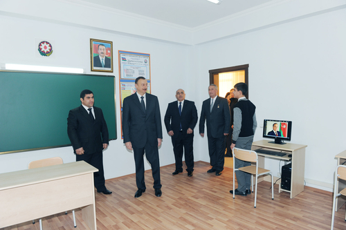 Azərbaycan Prezidenti Goranboy şəhər 3 nömrəli tam orta məktəbin yeni binasının açılışında iştirak edib (FOTO)