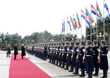 Xorvatiya Prezidentinin Bakıda rəsmi qarşılanma mərasimi olub (FOTO)