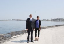 Azərbaycan Prezidenti və xanımı Dənizkənarı Milli Parkın yeni tikilən hissəsinin açılışında iştirak ediblər (FOTO)