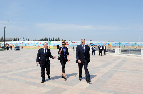 Azərbaycan Prezidenti və xanımı Dənizkənarı Milli Parkın yeni tikilən hissəsinin açılışında iştirak ediblər (FOTO)