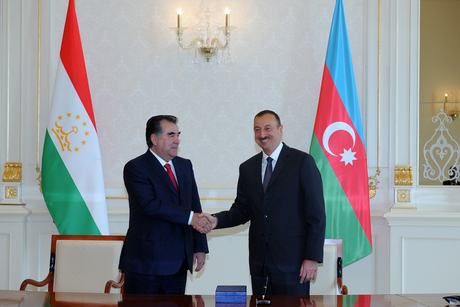 Azərbaycan və Tacikistan prezidentlərinin ali ordenlərlə təltif olunma mərasimi keçirilib (FOTO)
