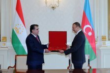 Azərbaycan və Tacikistan prezidentlərinin ali ordenlərlə təltif olunma mərasimi keçirilib (FOTO)