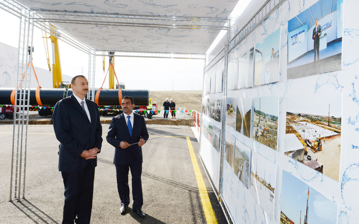 Prezident İlham Əliyev Hacıqabulda Şirvan-Muğan qrup su kəmərinin təməlqoyma mərasimində iştirak edib (FOTO)