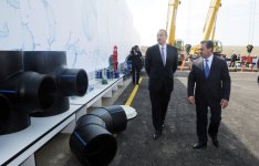 Prezident İlham Əliyev Hacıqabulda Şirvan-Muğan qrup su kəmərinin təməlqoyma mərasimində iştirak edib (FOTO)