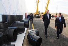 Prezident İlham Əliyev Hacıqabulda Şirvan-Muğan qrup su kəmərinin təməlqoyma mərasimində iştirak edib (FOTO)