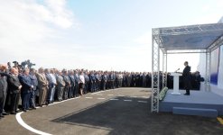 Prezident İlham Əliyev Hacıqabulda Şirvan-Muğan qrup su kəmərinin təməlqoyma mərasimində iştirak edib (FOTO)