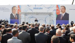 Prezident İlham Əliyev Hacıqabulda Şirvan-Muğan qrup su kəmərinin təməlqoyma mərasimində iştirak edib (FOTO)