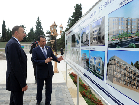 İlham Əliyev Lənkərandakı Bayraq Meydanında yaradılan şəraitlə tanış olub (FOTO)