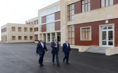 Prezident İlham Əliyev Bakıda yeni inşa olunan orta məktəbin və uşaq bağçasının açılışlarında iştirak edib (FOTO)