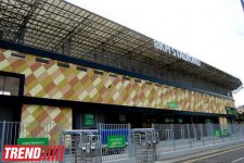 Bakıda 8-ci Kilometr qəsəbəsində tikilən yeni stadiondan görüntülər (FOTO)