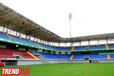 Bakıda 8-ci Kilometr qəsəbəsində tikilən yeni stadiondan görüntülər (FOTO)