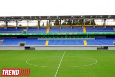 Bakıda 8-ci Kilometr qəsəbəsində tikilən yeni stadiondan görüntülər (FOTO)