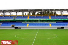 Bakıda 8-ci Kilometr qəsəbəsində tikilən yeni stadiondan görüntülər (FOTO)