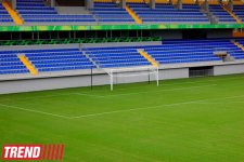 Bakıda 8-ci Kilometr qəsəbəsində tikilən yeni stadiondan görüntülər (FOTO)