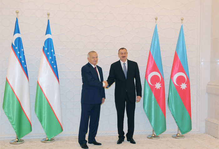 Özbəkistan Prezidenti İslam Kərimovun rəsmi qarşılanma mərasimi olub (FOTO)