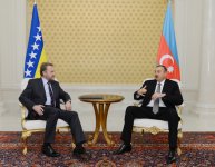 Azərbaycan Prezidenti və Bosniya və Herseqovinanın Rəyasət Heyəti Sədrinin təkbətək görüşü olub (ƏLAVƏ OLUNUB) (FOTO)