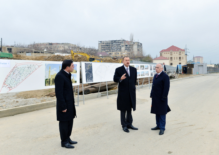 Prezident İlham Əliyev Bakıda məscid kompleksində inşaat işlərinin gedişi ilə tanış olub (FOTO)