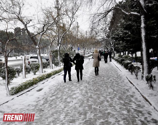 Bəyaza bürünmüş Bakı (FOTO)