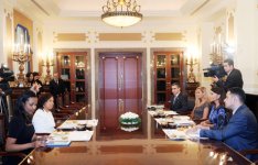 Azərbaycanın birinci xanımı Mehriban Əliyeva "Afrika üçün qabaqcıl inkişaf Fondu"nun prezidenti ilə görüşüb (FOTO)
