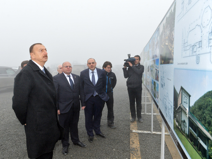 İlham Əliyev Qəbələ "Tufan" Dağ-Xizək Yay-Qış İstirahət Kompleksinin tikintisi ilə tanış olub (FOTO)