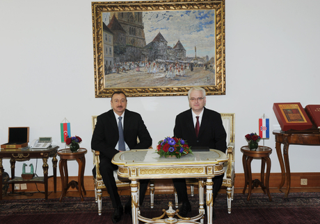 Azərbaycan və Xorvatiya prezidentlərinin təkbətək görüşü olub