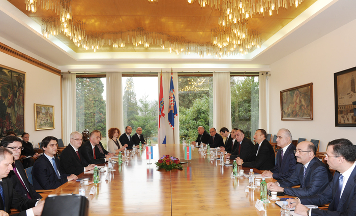 Azərbaycan və Xorvatiya prezidentlərinin geniş tərkibdə görüşü olub (FOTO)