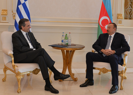 Prezident İlham Əliyev Yunanıstanın Baş naziri Antonis Samarasla görüşüb (FOTO)
