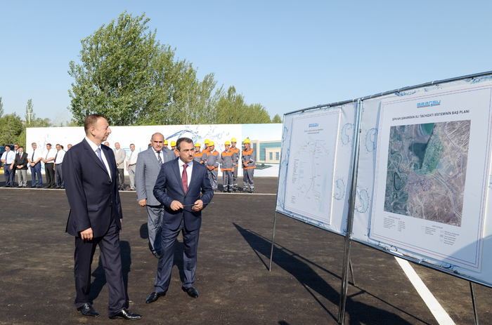 İlham Əliyev Şirvan şəhərinə içməli suyun verilməsi mərasimində iştirak edib (FOTO)