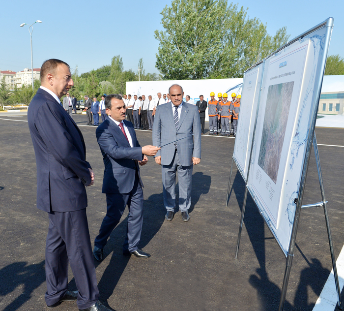 İlham Əliyev Şirvan şəhərinə içməli suyun verilməsi mərasimində iştirak edib (FOTO)