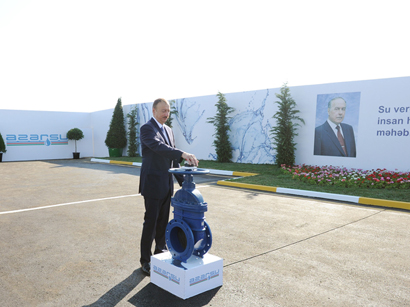 İlham Əliyev Şirvan şəhərinə içməli suyun verilməsi mərasimində iştirak edib (FOTO)