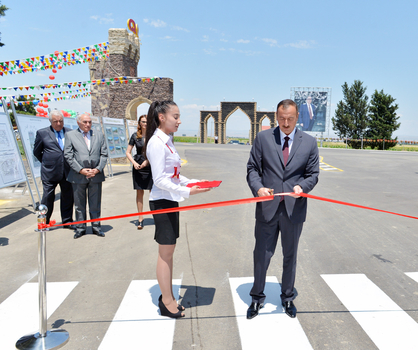 Prezident İlham Əliyev yenidən qurulan Tovuz-Qovlar-Ağbaşlar avtomobil yolunun açılışında iştirak edib (FOTO)