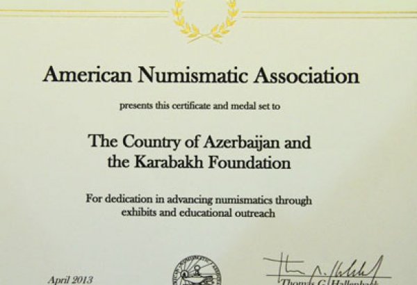 Azərbaycan Amerikanın Numizmatlar Assosiasiyasının üzvü olub