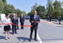 İlham Əliyev yenidən qurulan Qaraməryəm-İsmayıllı-Şəki avtomobil yolunun Qəbələ-Oğuz hissəsinin açılışında iştirak edib (FOTO)