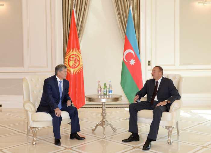 İlham Əliyev Qəbələdə türkiyəli və qırğızıstanlı həmkarları ilə görüşüb (FOTO)