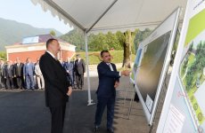 Prezident İlham Əliyev Qax şəhərinin su təchizatı və kanalizasiya sistemləri kompleksinin istifadəyə verilməsi mərasimində iştirak edib (FOTO)